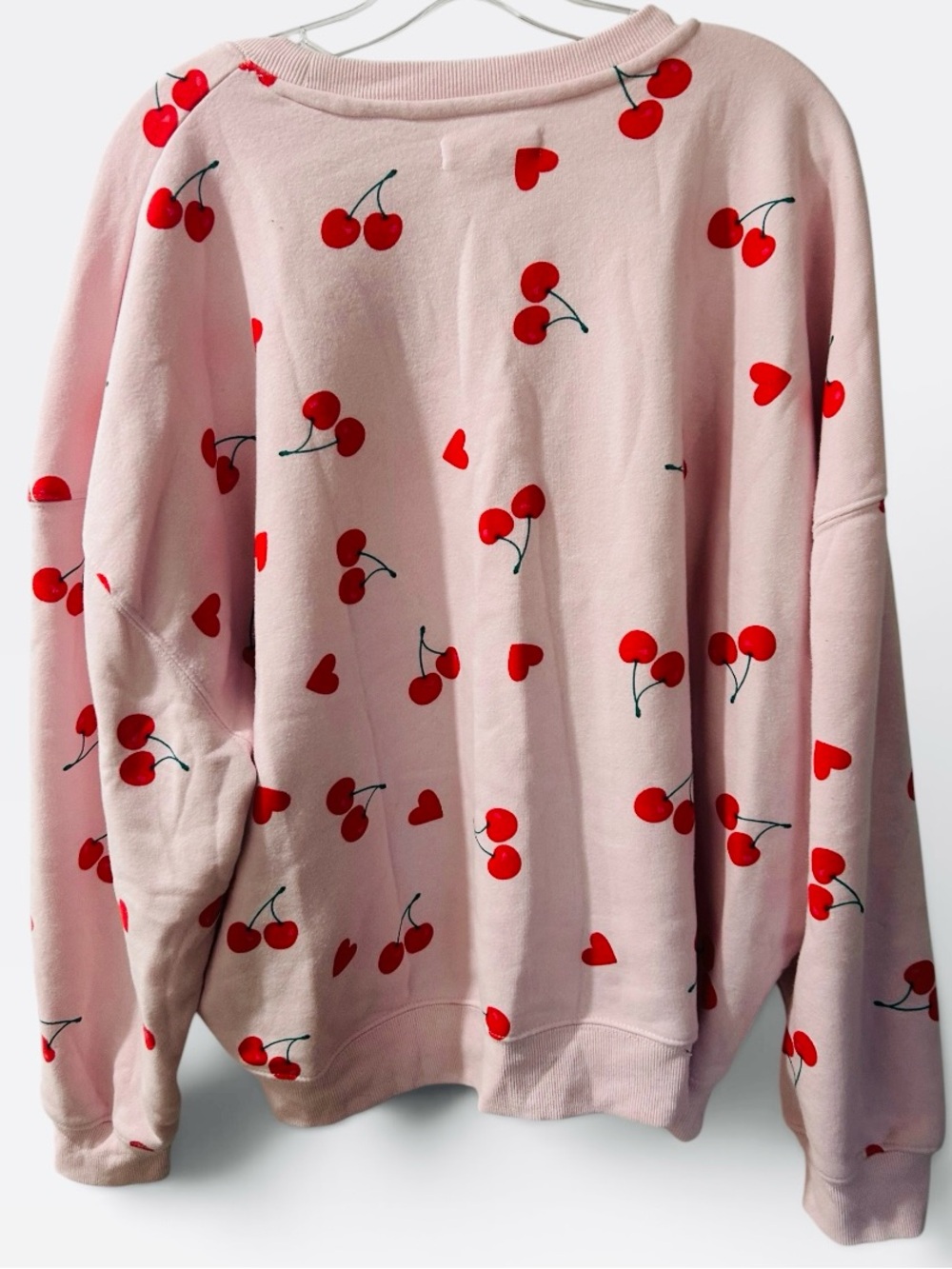 Grayson Threads Pink Crewneck Sweatshirt with Red Cherry Print - Picture 2 of 4